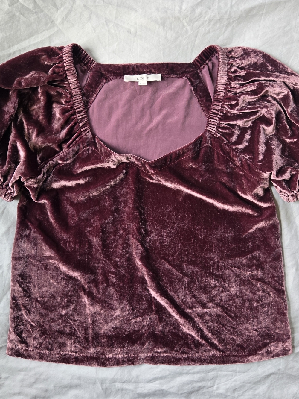Velvet Romantic Puff Sleeve Feminine Whimsical Fairy Sweetheart Top - Plum